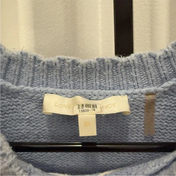 LoveShackFancy Womens Zaheer Pullover Feminine Heart Bow Sweater Pink Blue XS - Picture 4 of 11
